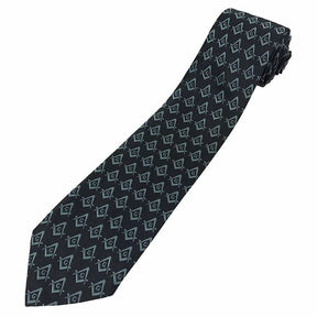 Master Mason Blue Lodge Necktie - Black with Green Square & Compass G - Bricks Masons