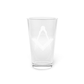Master Mason Blue Lodge Pint Glass - 16oz Square & Compass - Bricks Masons