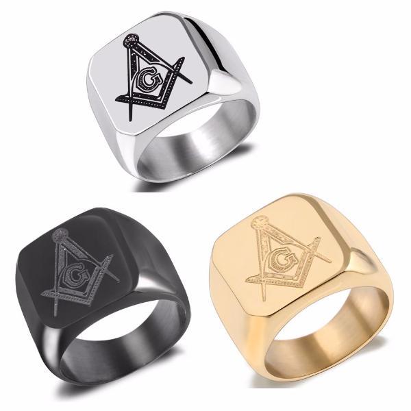 Master Mason Blue Lodge Ring - Casted Square & Compass [Multiple Colors] - Bricks Masons
