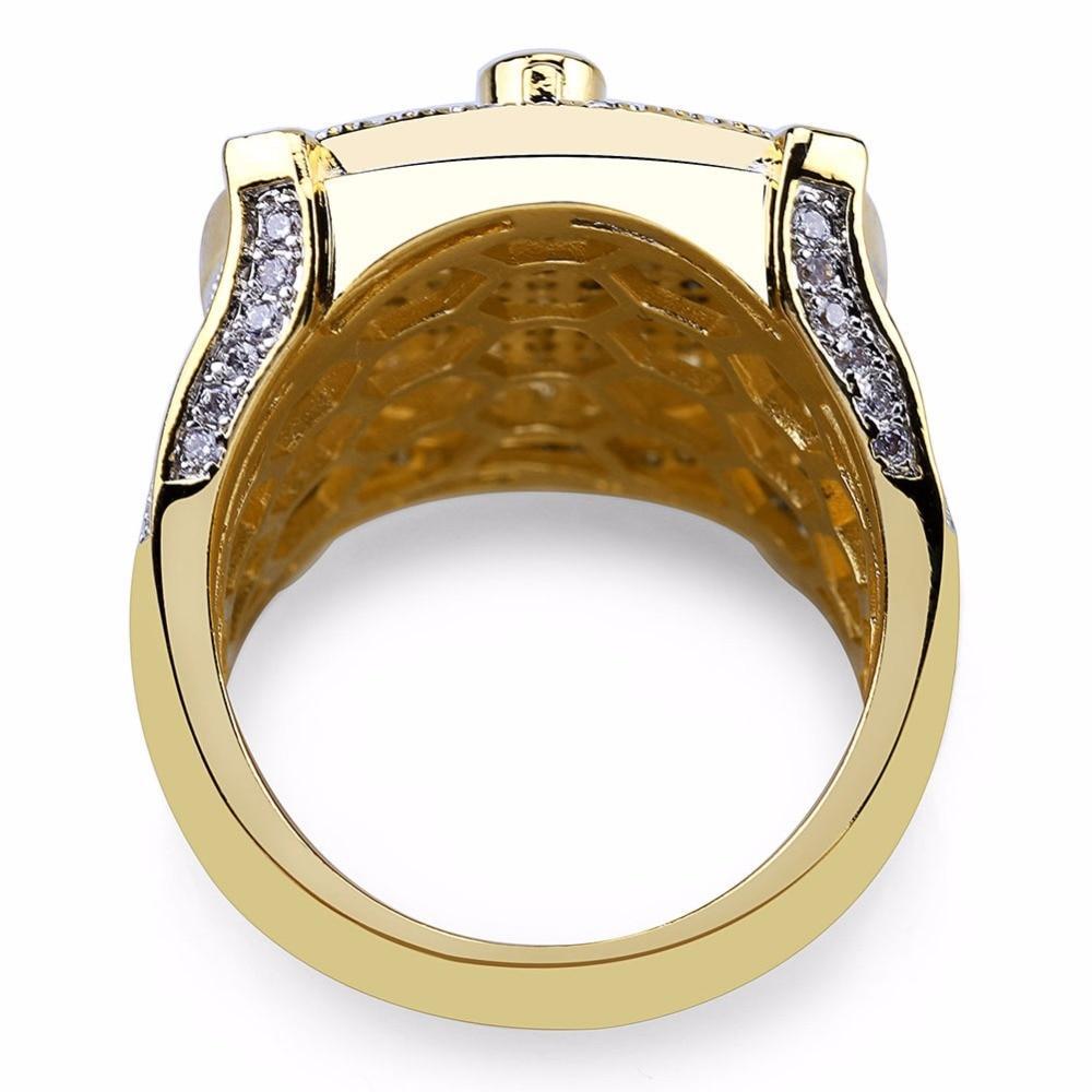 Master Mason Blue Lodge Ring - Cubic Zirconia Copper Gold - Bricks Masons