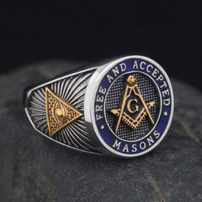 Master Mason Blue Lodge Ring - Free and Accepted Masons 925 Sterling Silver - Bricks Masons