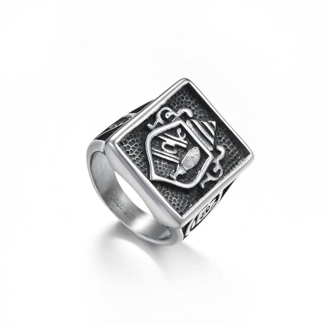 Master Mason Blue Lodge Ring - Silver Titanium Steel - Bricks Masons