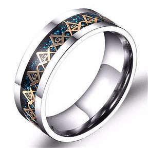 Master Mason Blue Lodge Ring - Square & Compass Opalite - Bricks Masons