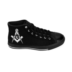 Master Mason Blue Lodge Sneaker - High-Top Black Square & Compass G - Bricks Masons