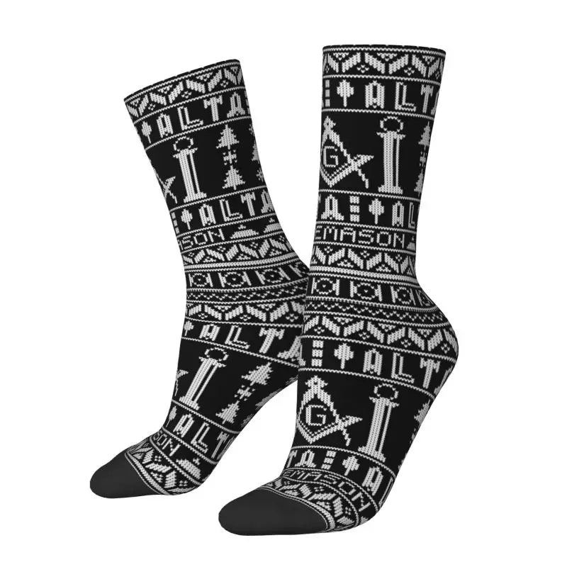 Master Mason Blue Lodge Sock - Soft Material & Printed Design - Bricks Masons