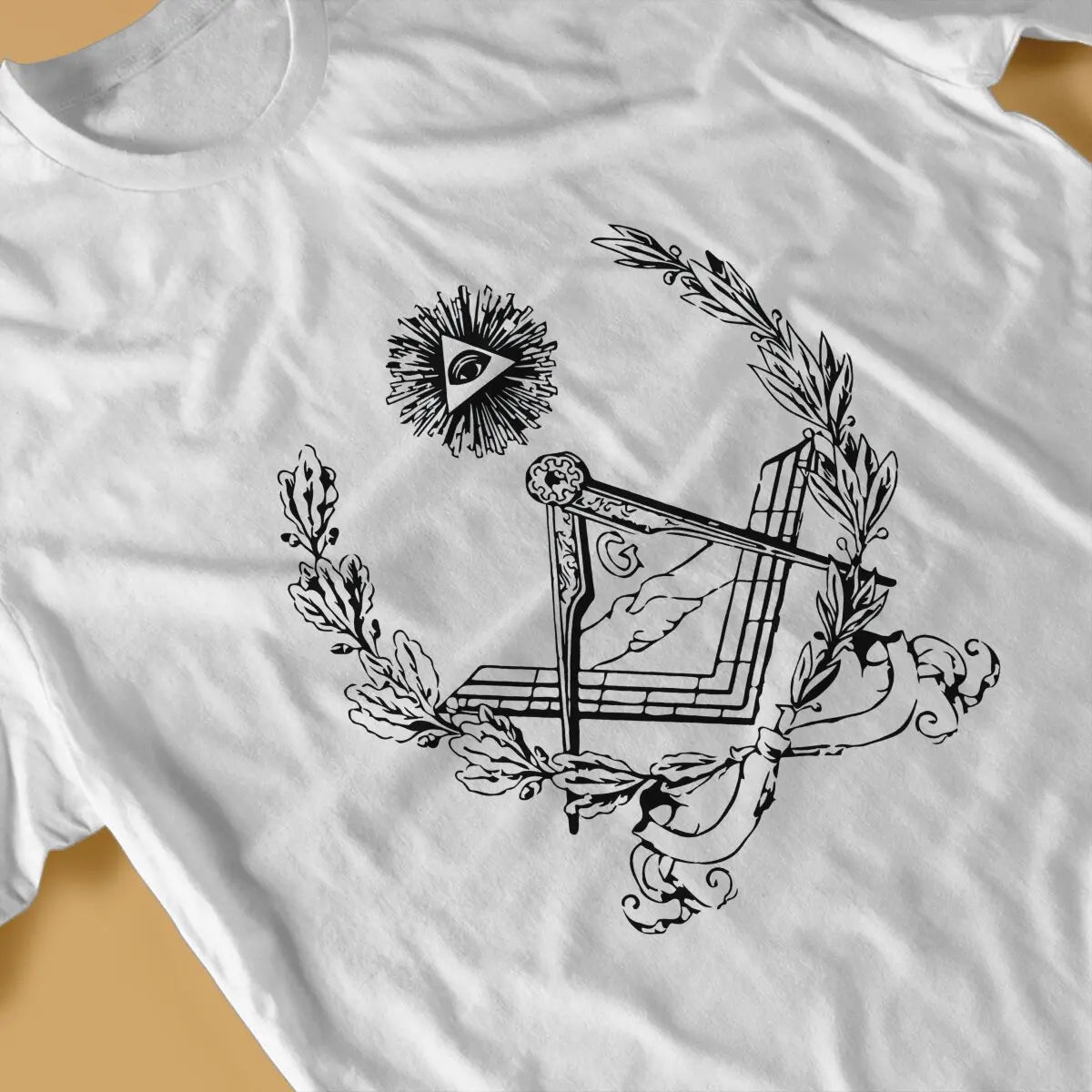 Master Mason Blue Lodge T-Shirt - White & Black Polyester - Bricks Masons