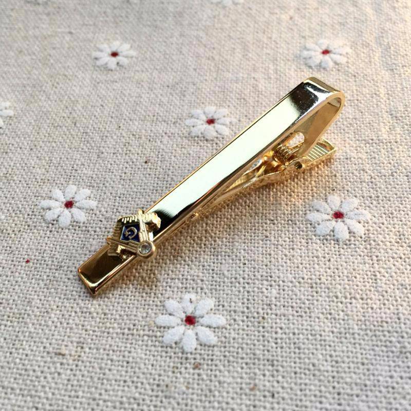 Master Mason Blue Lodge Tie Clip - Gold & Silver Rhinestone - Bricks Masons
