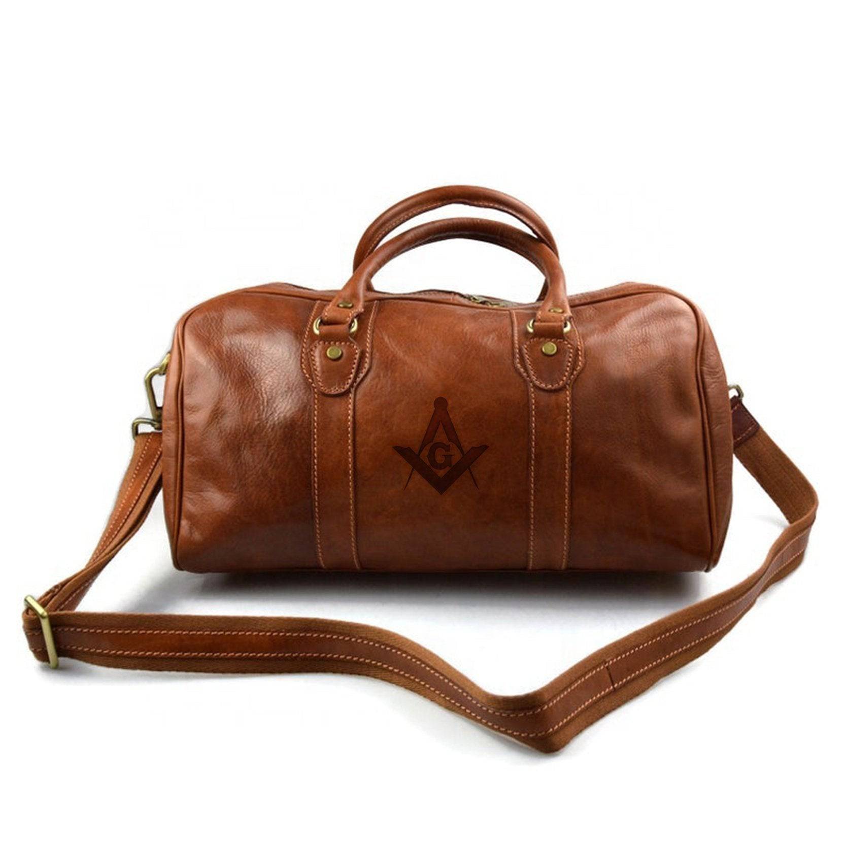 Master Mason Blue Lodge Travel Bag - Matte Brown - Bricks Masons