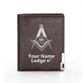 Master Mason Blue Lodge Wallet - Black & Brown - Bricks Masons
