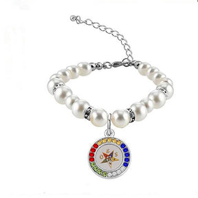 OES Bracelet - Charm With Rhinestones - Bricks Masons