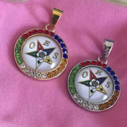 OES Necklace - 28mm Crystal Pendant (Gold & Silver) - Bricks Masons