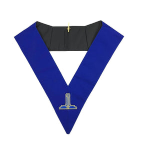 Officers Blue Lodge Officer Collar Set - Royal Blue Machine Embroidery - Bricks Masons