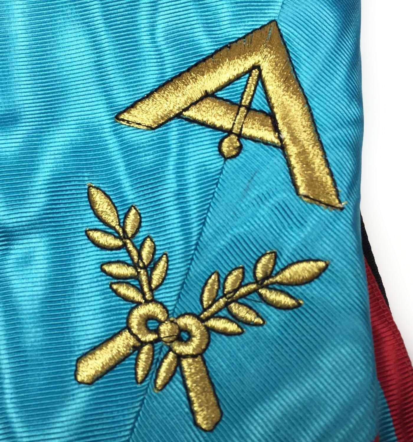 Officers Memphis Misraim French Regulation Officer Collar Set - Turquoise Machine Embroidery - Bricks Masons