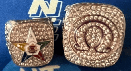 OES Ring - White Gold Plated Colorful Eastern Star - Bricks Masons