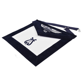 Organist Blue Lodge Officer Apron - Kenton Lodge Navy Velvet With Silver Embroidery Thread - Bricks Masons