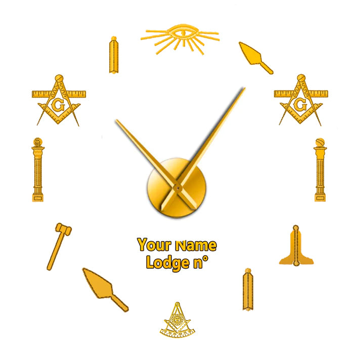 Past Master Blue Lodge California Regulation Clock - Frameless Design - Bricks Masons