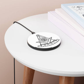 Past Master Blue Lodge Wireless Charger - Black & White - Bricks Masons