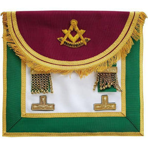 Past Master Craft Scottish Regulation Apron - Green & Brown - Bricks Masons