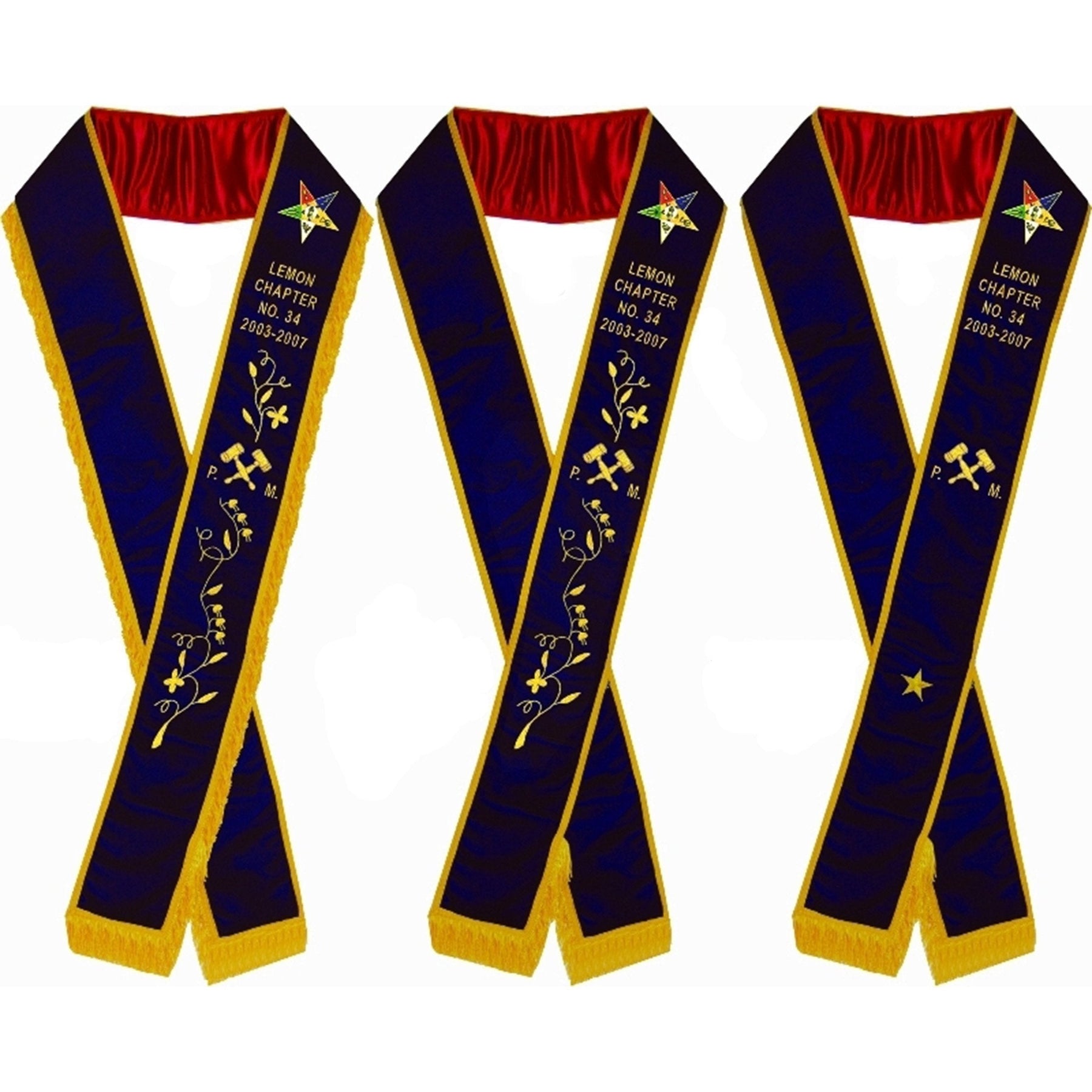 Past Matron OES Sash - Purple Velvet - Bricks Masons