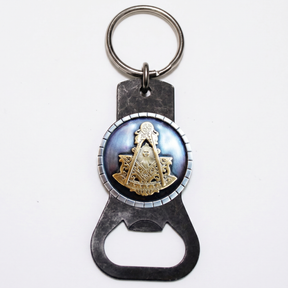 Past Master Blue Lodge Bottle Opener - Aluminium Metal Keychain - Bricks Masons