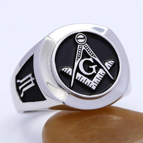 Master Mason Blue Lodge Ring - Compass and Square Sterling Silver