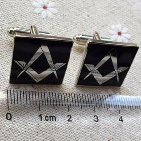 Master Mason Blue Lodge Cufflink - Silver & Black