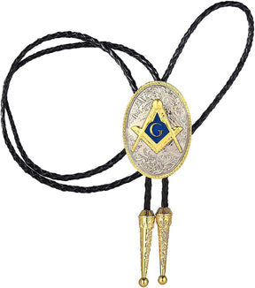 Master Mason Blue Lodge Bolo Tie - Square and Compass With G