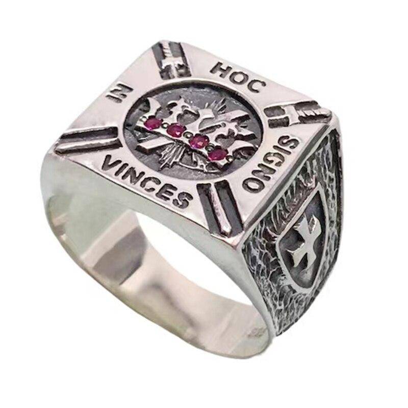 Knights Templar Commandery Ring - IN HOC SIGNO VINCES Silver Stainless Steel