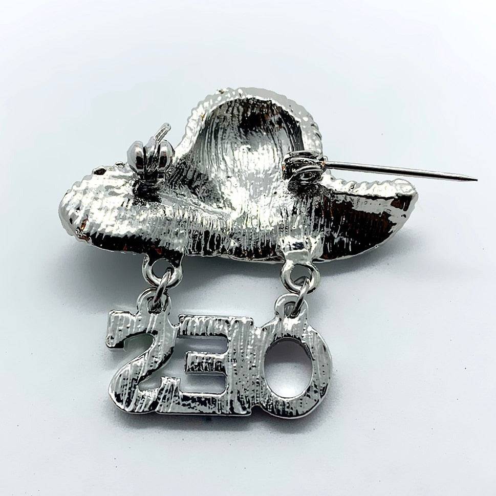 OES Brooch - White & Silver Metal