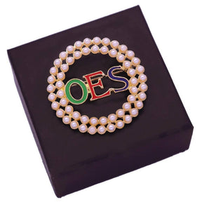 OES Brooch - Zinc Alloy With Pearls & Crystals