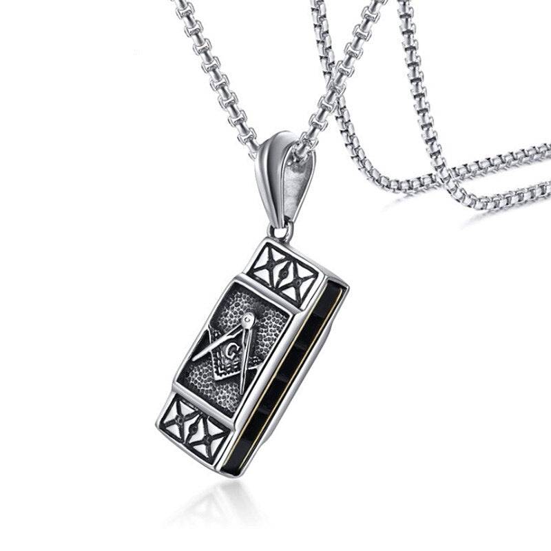 Master Mason Blue Lodge Necklace - Square and Compass G Functional Harmonica