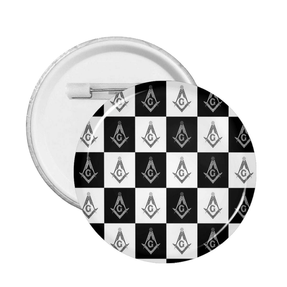 Master Mason Blue Lodge Brooch - Square and Compass G Checkered