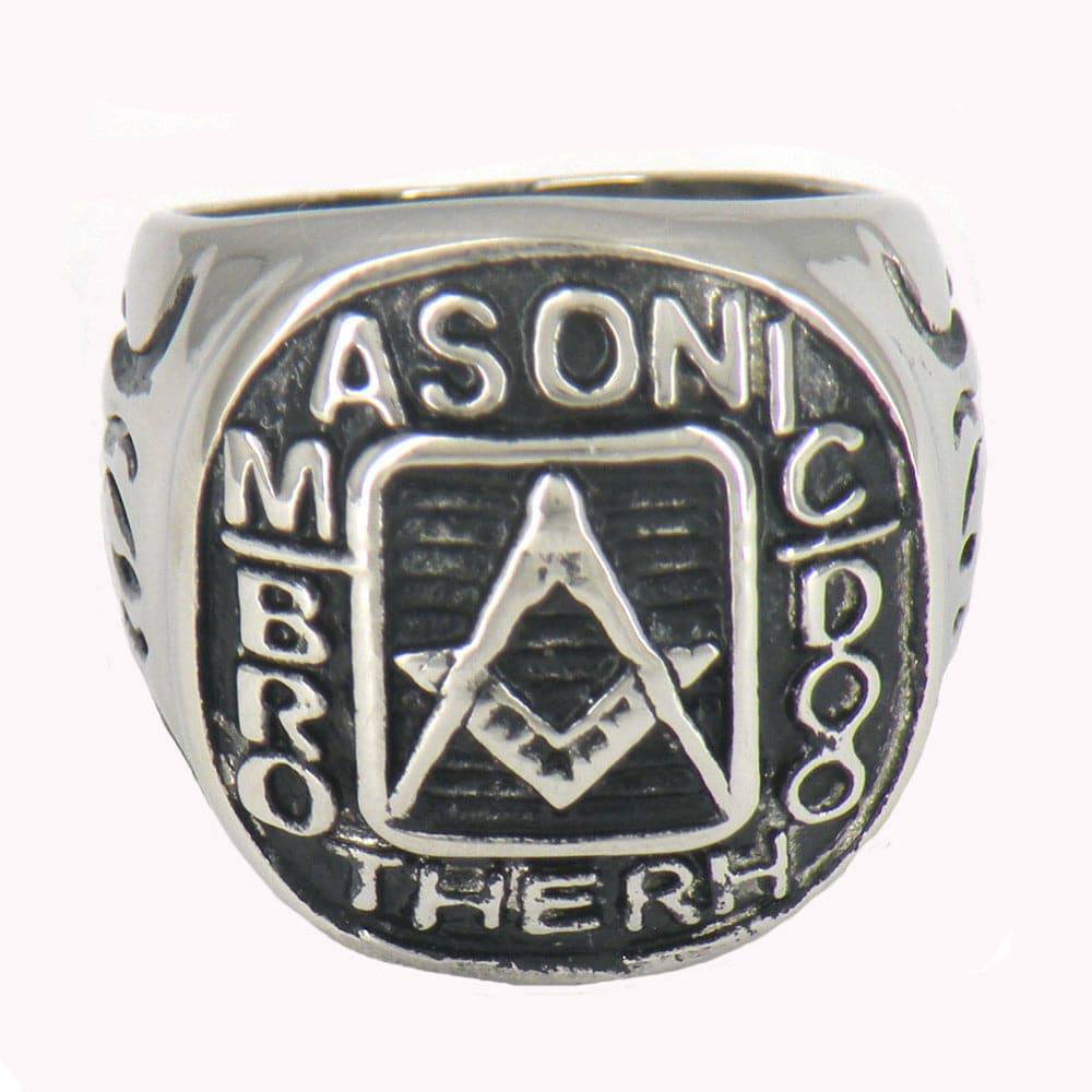 Master Mason Blue Lodge Ring - Square and Compass Stainless Steel Brotherhood