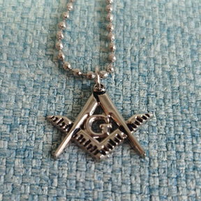 Master Mason Blue Lodge Necklace - 1" Square & Compass G