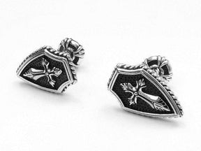 Knights Templar Commandery Cufflink - White Gold Electroplated Cross Shield