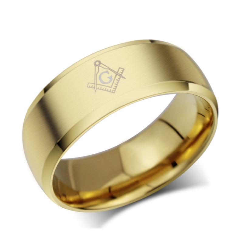 Master Mason Blue Lodge Ring - Le Baiser Square & Compass Smooth Band