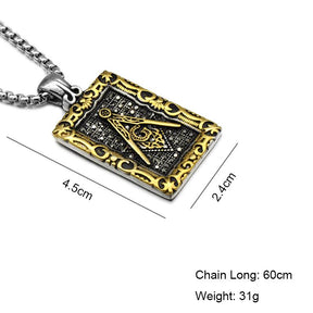 Master Mason Blue Lodge Necklace - Framed Motif (Gold/Silver)