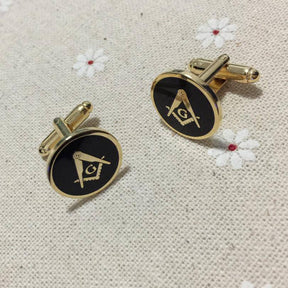 Master Mason Blue Lodge Cufflink - Round & Gold