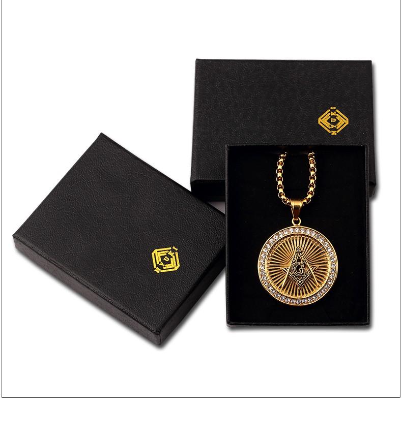 Master Mason Blue Lodge Necklace - Gold Titanium Steel