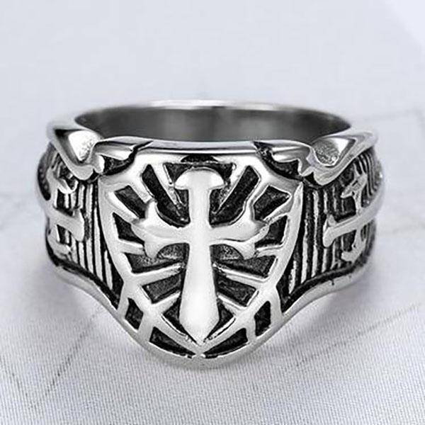 Knights Templar Commandery Ring - Armor Shield Cross Sword