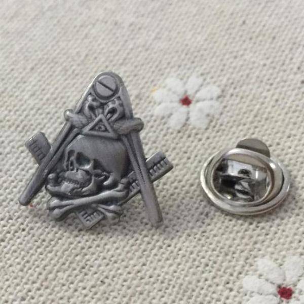 Master Mason Blue Lodge Lapel Pin - Skull and Crossbones Widow's Son Square and Compass