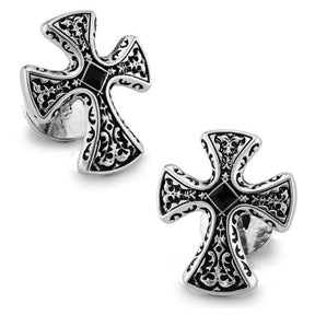 Knights Templar Commandery Cufflink - White Gold Electroplated Cross