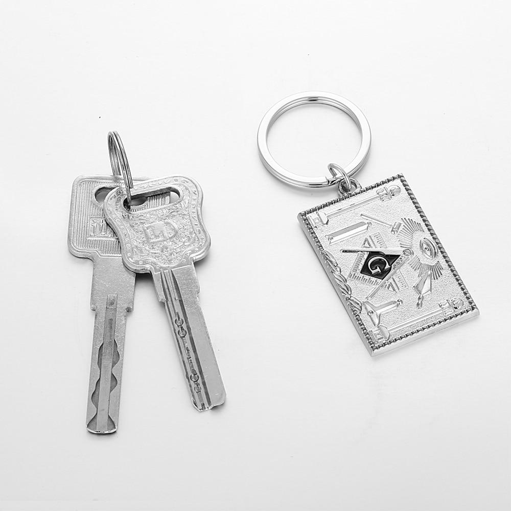 Master Mason Blue Lodge Keychain - Pillars & Tools Silver