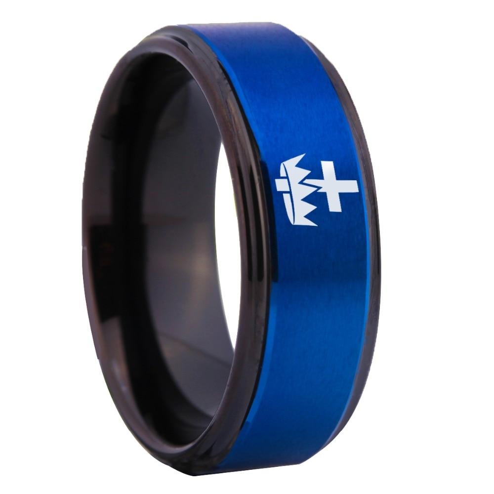 Knights Templar Commandery Ring - Blue Tungsten Personalizable