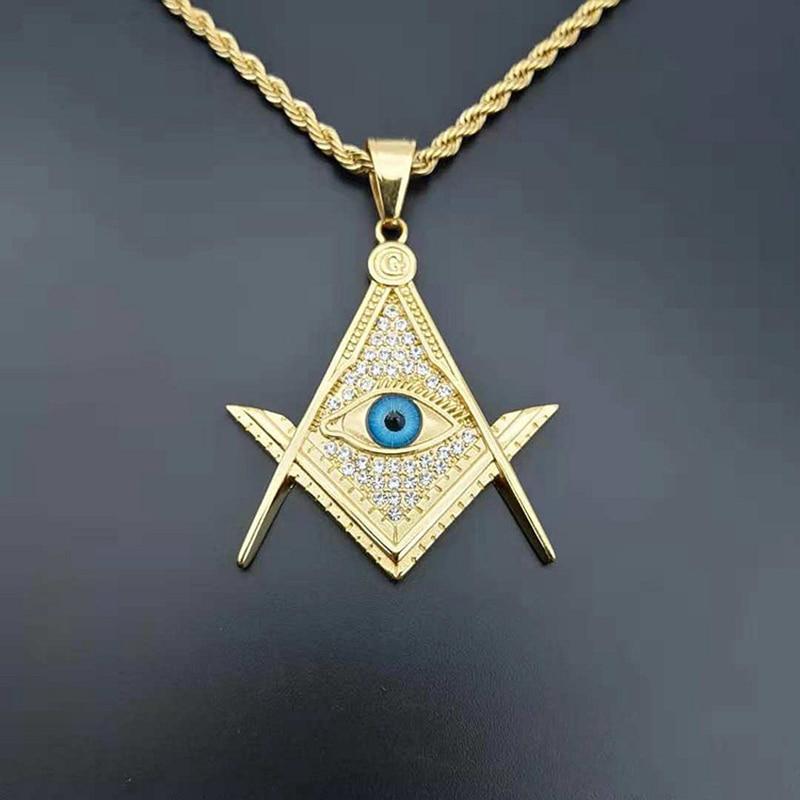 Master Mason Blue Lodge Necklace - Gold Stainless Steel