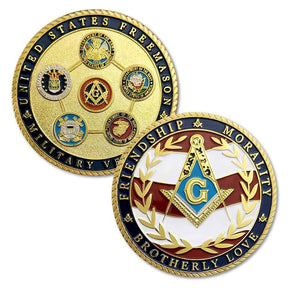 Master Mason Blue Lodge Coin - US Veteran Military Navy Marine Corps Air Force Army Coast Guard