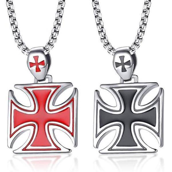 Knights Templar Commandery Necklace - Maltese Cross Red and Black