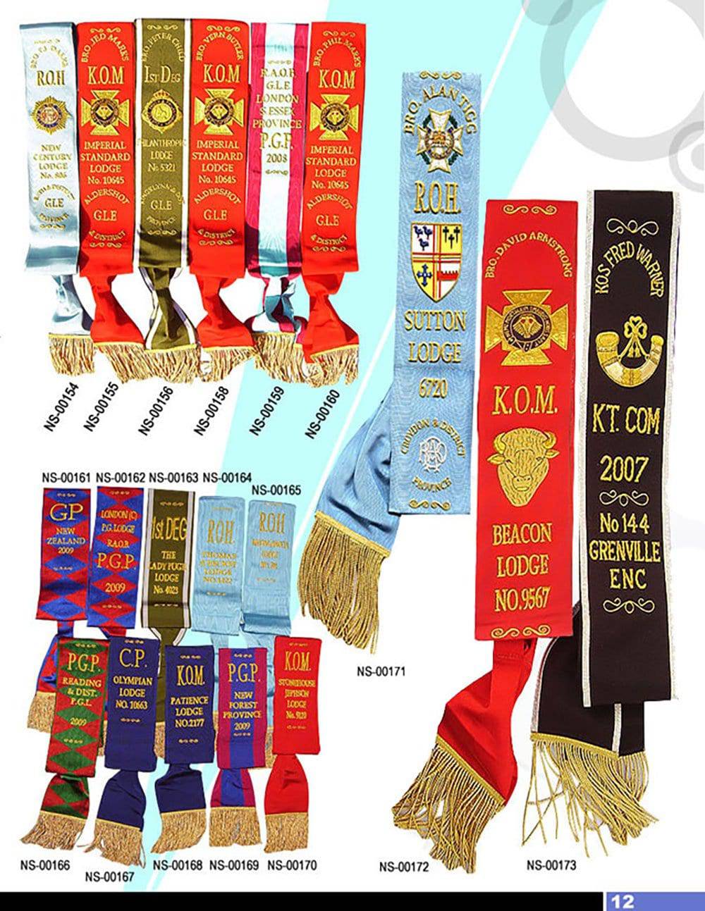 R.A.O.B. Sash - Various Degrees - Bricks Masons