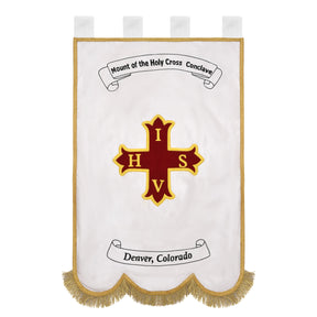 Red Cross of Constantine Banner - Handmade Embroidery Customizable - Bricks Masons