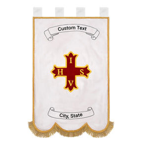 Red Cross of Constantine Banner - Handmade Embroidery Customizable - Bricks Masons